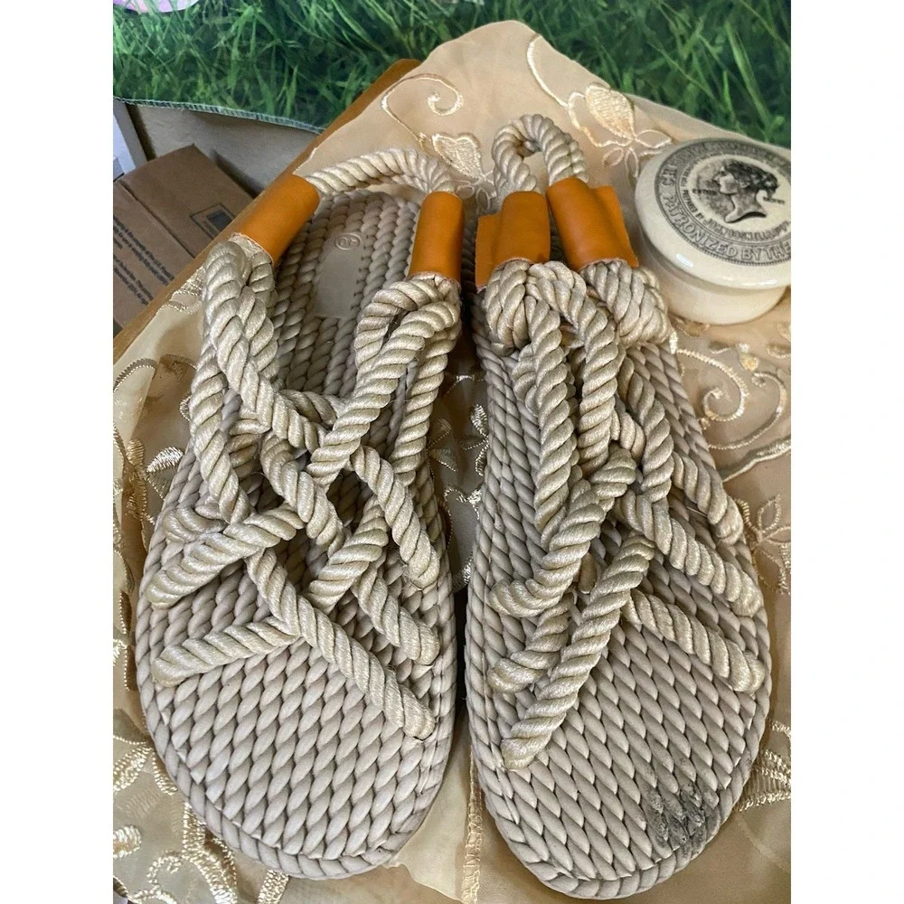 Summer Women Sandals Braided Slip on Fashion Rope Casual Beach Flats Shoes New